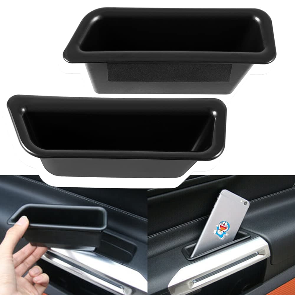 Front Door Side Organizer Tray Grab Handle Storage Box Handle Pocket Armrest Phone Container Interior Accessories for Ford Mustang 2015 2016 2017 2018 2019 2020 2021 (2PCS)