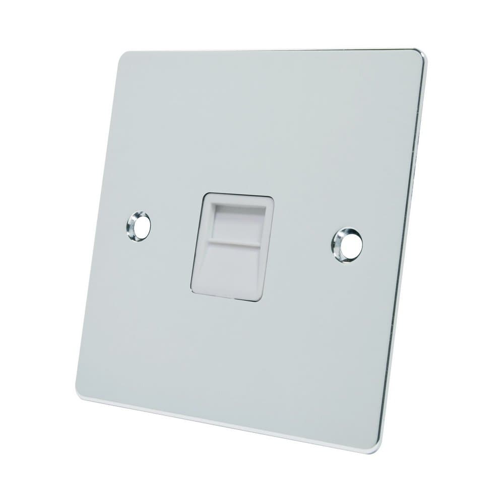 Alliance ElectricalFPCTELSWH Polished Chrome Flat Telephone Slave White Insert-BT Phone Extension Secondary Socket