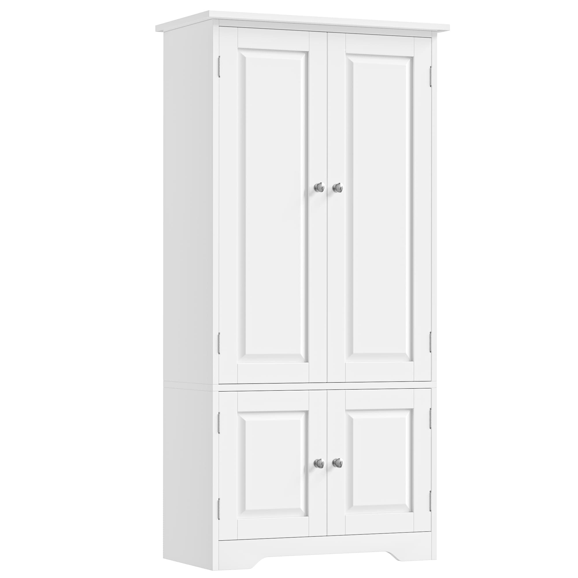 FOREHILL Kitchen Cupboard Tall Storage Cabinet White Sideboard Free Standing Kitchen Storage Unit with 4 Doors Adjustable Shelves 58.2x31.5x123cm