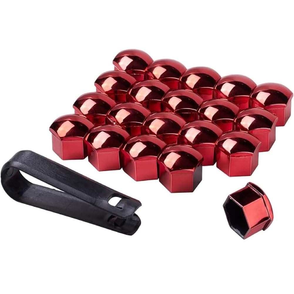 20PCS Lug Nut Covers for Renault Sandero, Hexagonal Wheel Bolt Covers Caps Tire Protection External Rim Nut Protective Cover Accessories,D/Red-A/17mm