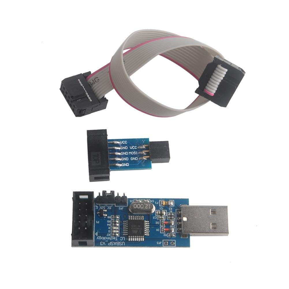 Geekstory for ATMEL 51 AVR USB ISP ASP Microcontroller Programmer Downloader with Cable + 10Pin to 6Pin Adapter Board