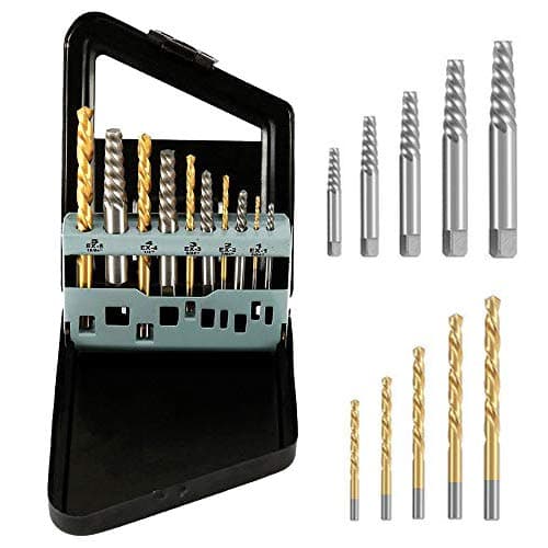 Keyohome 10PCS Screw Extractor and Left Hand Cobalt Drill Bit Set, Damaged Screw Remover Drill Extractor Combination Set