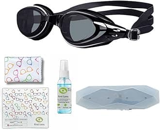 First Lens Customised Powered Swimming Goggles With UV Protection & AntiFog Coating(L-4.00R-2.50)