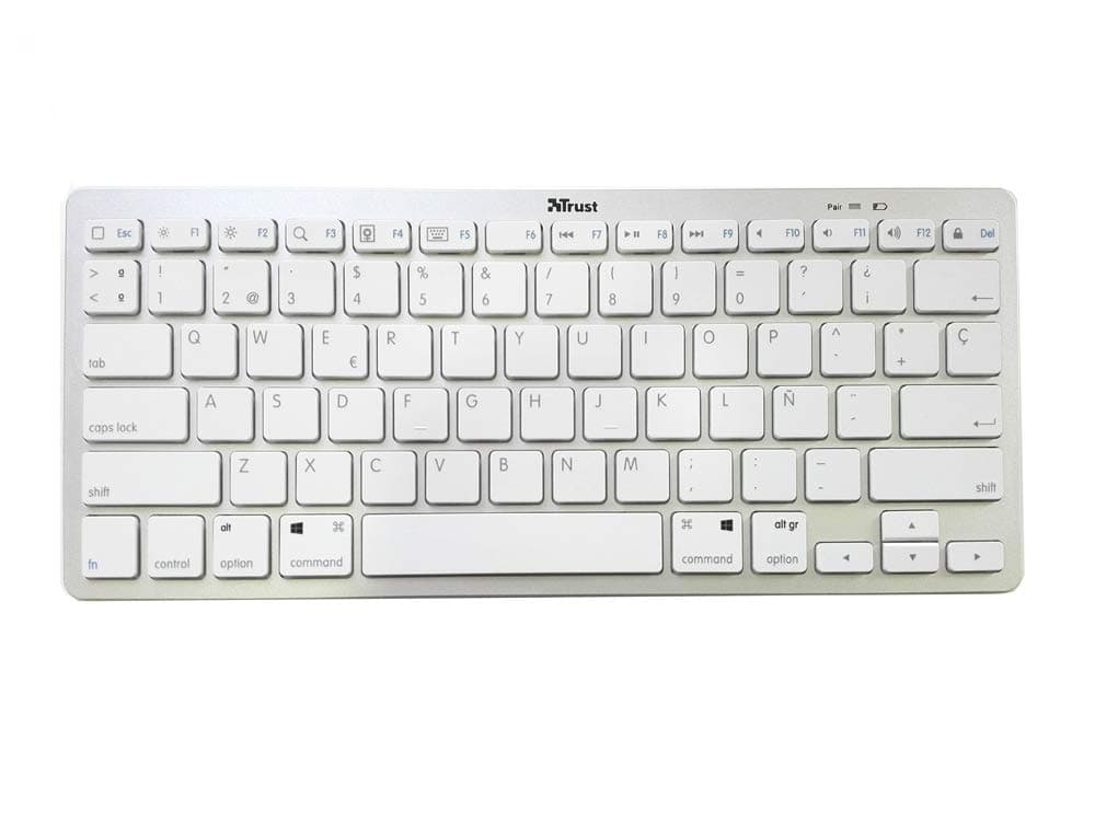 Trust Nado ES Bluetooth QWERTY Spanish Silver Keyboards (Mini, Wireless, Bluetooth, Membrane Keyboard, QWERTY, Silver)