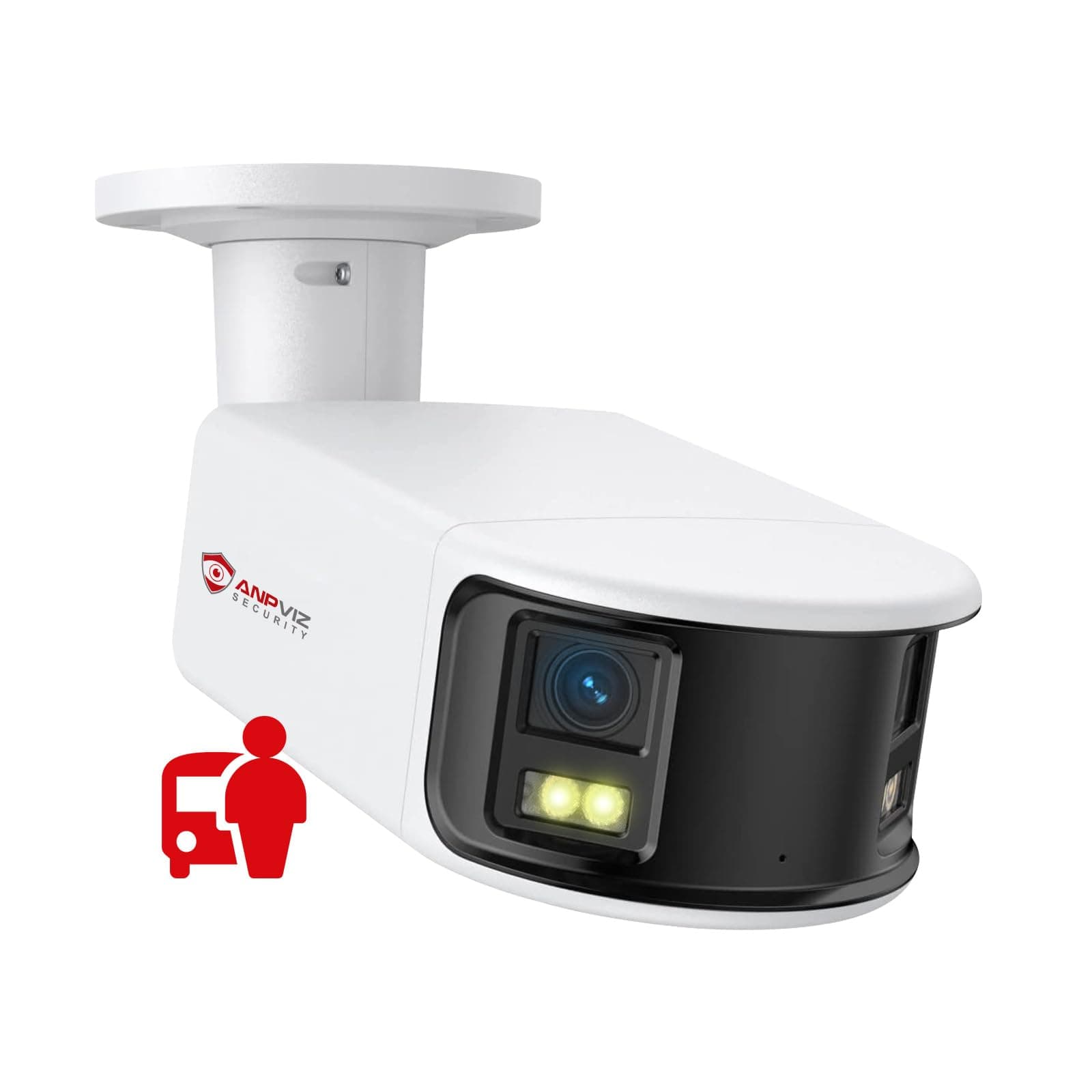 6MP PoE Wide Angle Security Camera Outdoor, Panoramic 180° Dual-Lens IP Bullet Camera with Human/Vehicle Detection, Full Metal Housing, Two Way Talk, Built-in MicroSD Card Slot (H Series)