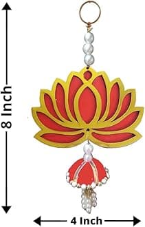 GIFT JAIPUR Lotus Red Jhumka Wall Decor Hanging Set of 6 - Diwali Showpiece Gift Home Temple Pooja Festival Wedding Marriage Stage Decoration