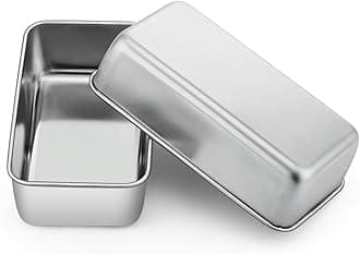 Loaf Pan Set of 2, P&P CHEF 9-inch Bread Pans, Stainless Steel Loaf Toast Baking Pans For Bread Meatloaf Lasagna Cake, Healthy & Non Toxic,Deep Side & Smooth Roll, Oven & Dishwasher Safe