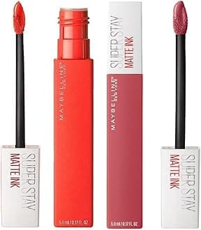 Maybelline New York Super Stay Matte Ink Liquid Lipstick, 225 Delicate, 5ml and Maybelline New York Super Stay Matte Ink Liquid Lipstick, 25 Heroine, 5ml