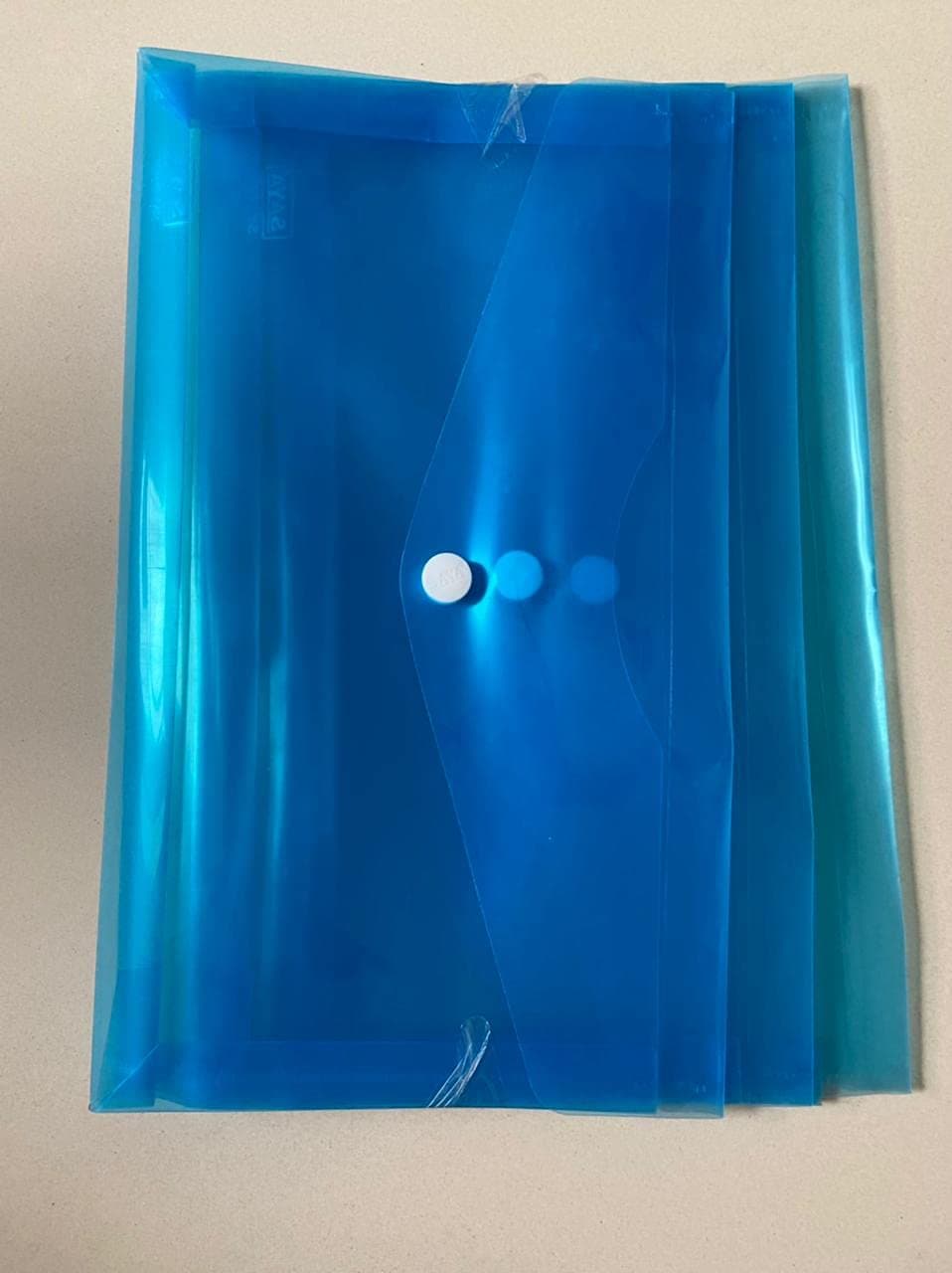 Jirax Pack of 6 Expanding Blue A5 Document Folder with Snap Button, Multipurpose use, Vehicle Document, Bank Document, Stationery Kit, Travel Kit