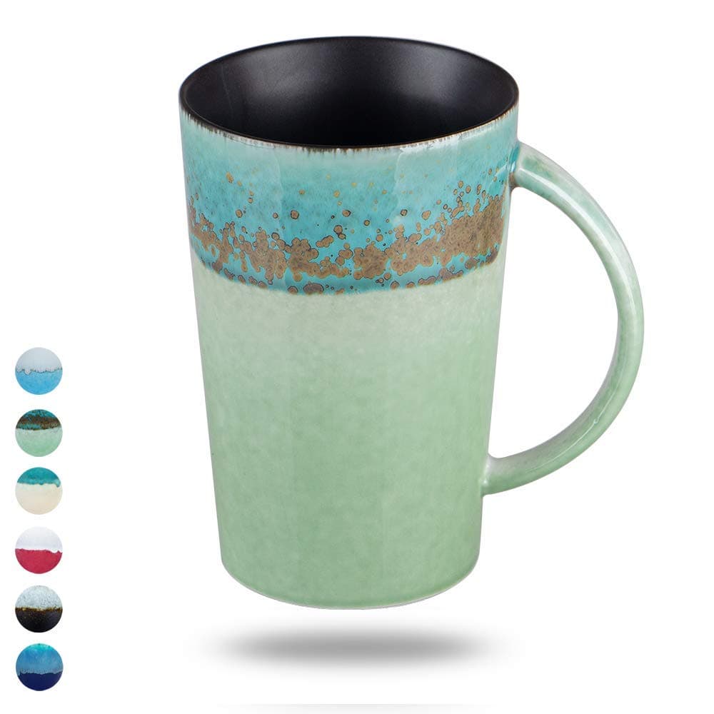 Handmade Pottery Coffee/Tea Mug Polish - 16 oz Rustic Stoneware Ceramic Cup Clay Art (E)