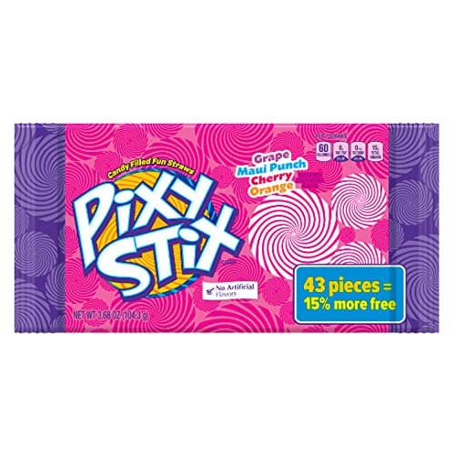 Pixy Stix (1) 43pc bag Candy Filled Fun Straws - Grape, Maui Punch, Cherry & Orange Flavors - 3.68 oz