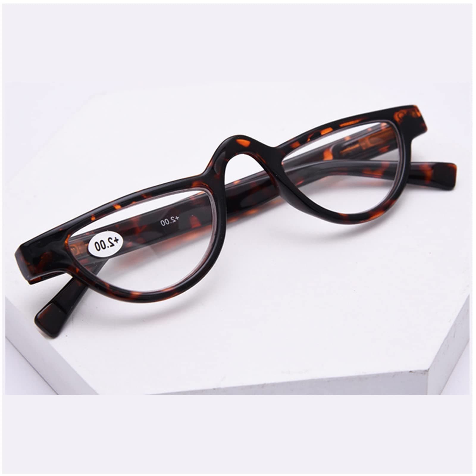 Retro Half Moon Reading Glasses Anti Blue Light Computer Eyeglasses Spring Hinge Reader For Men Women (Color : Brown Tortoise, Size : 3.0x)
