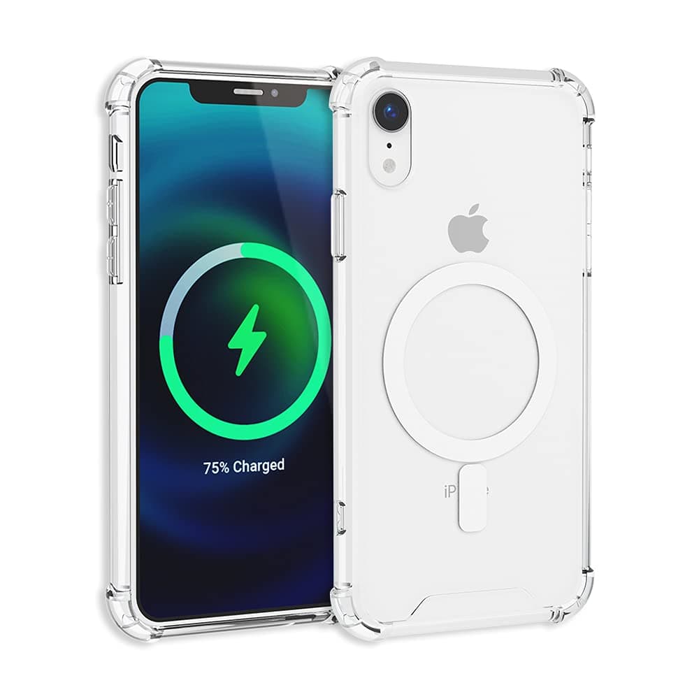 TORU MX Slim for iPhone XR Magnetic Case, Compatible with Magsafe, Hybrid Transparent HD Clear Case with Detachable Wrist Strap, Scratch Resistant, Air Bumper Shock-Absorbing Corners - Clear