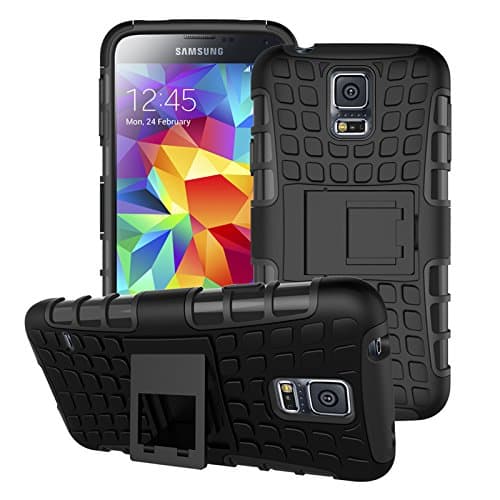 S5 mini Case, Galaxy S5 mini Case, Samsung Galaxy S5 mini Case, Duty Rugged Dual Layer Case with kickstand for Samsung Galaxy S5 mini [ BK ]