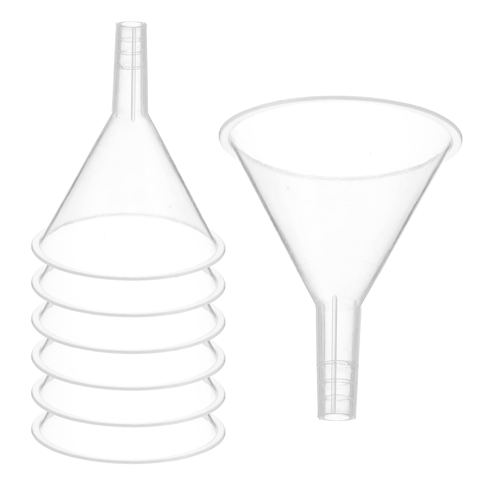 2.4 Inch Clear Plastic Funnel, 8 Pcs Wide Mouth Multipurpose Transfer Funnel with Long Spout for Filling Water Bottle Liquid Lab Spices Powder