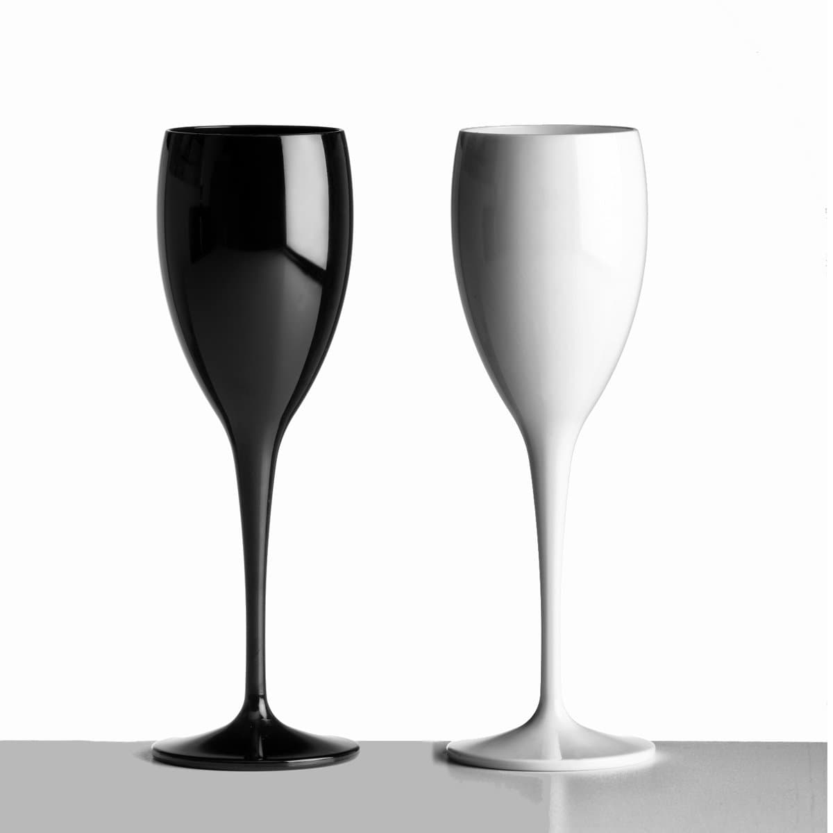 Black & White Champagne Flutes - Unbreakable Polycarbonate 180ml (pack of 2)