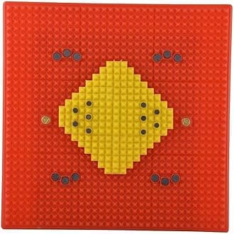 Acupressure Mat For Back Pain Relief, Small Size 3X3X3 Inches, With Pyramids And Magnets (Red)