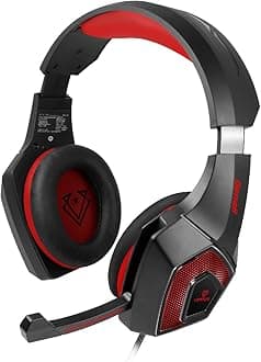 Vertux Denali Wired Over-Ear Headphones | 3.5mm USB Gaming Headset | Noise Isolating Headphones | Adjustable Headband for Comfort | PC, Xbox, One, PS4 & Smartphones-Red