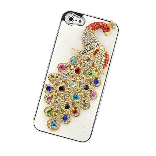 RIGHTWAY(TM) For new iphone5 bling diamond peacock crystal protector case + Free 1Pc Clear Screen Protector Film and 1x Stylus rainbow