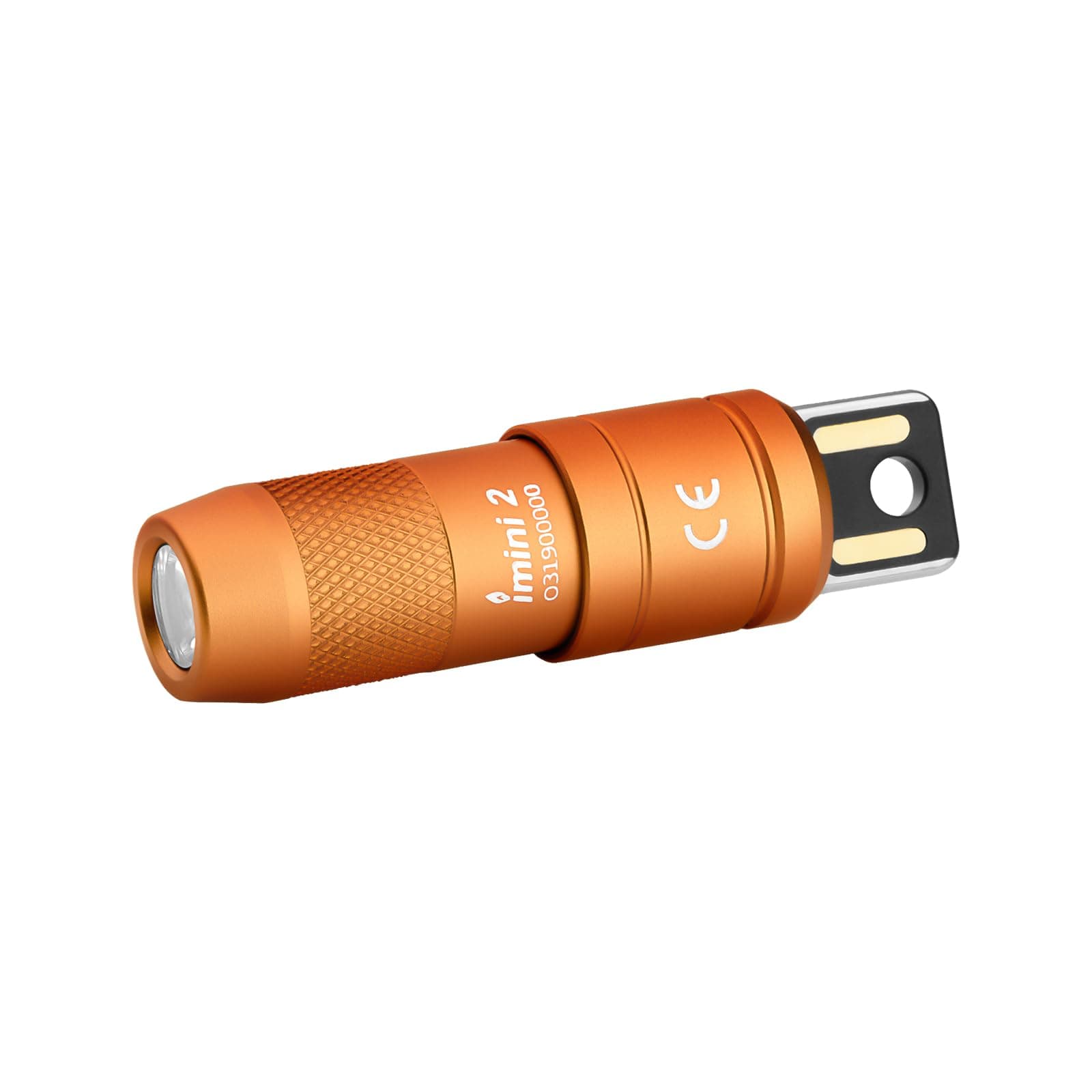 IMINI 2 EDC Rechargeable Keychain Flashlight, 50 Lumens Compact and Portable Mini LED Keyring Lights with Built-in Battery Ideal for Everyday Carry and Emergencies (Orange)