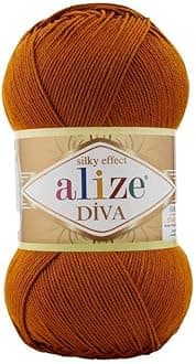 Alize 100% Microfiber Acrylic Diva Silk Effect Knitting Sport Crochet Yarn Lot of 4 Ball skeins 400gr 1532yds Color (234 Tobacco)
