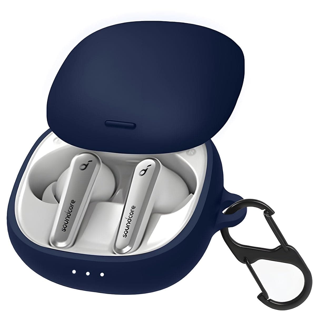 Protective Shockproof Silicone Cover Case with Buckle Compatible with Anker SoundCore Liberty Air 2 Pro (Midnight Blue)