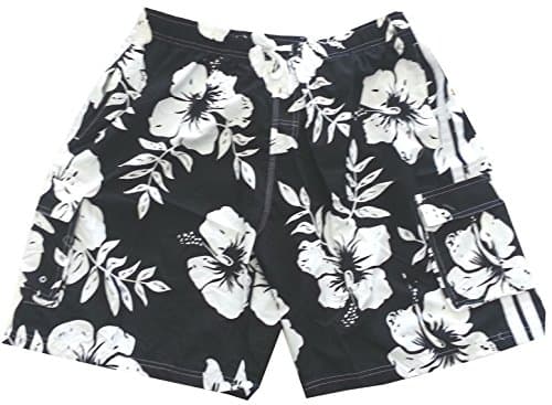 Black/White Floral Swim Trunks 2XL