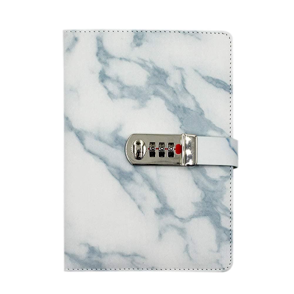 Eilova Marble Pattern PU Leather Travel Journal Diary Personal Writing Notebooks Daily Business Planner Notepad with Combination Lock(A5 Size,100 Sheets of Ruled Paper)
