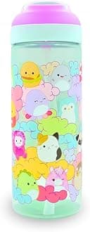 HOX Xpressions Squishmallows Drinks Bottle | Reusable BPA-free Plastic Water Bottle with Carry Loop | Removable straw & spills Proof Gift for fan | Squishmallows Licensed Merchandise 600ML