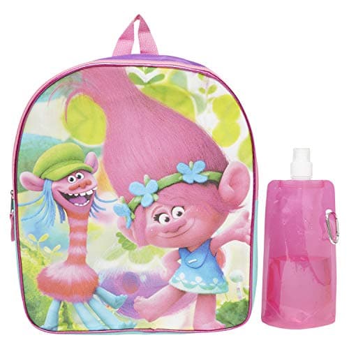 Dreamworks Trolls Backpack Combo Set - Trolls Girls 3 Piece Backpack Set - Backpack, Water Bottle and Carabina (Trolls)