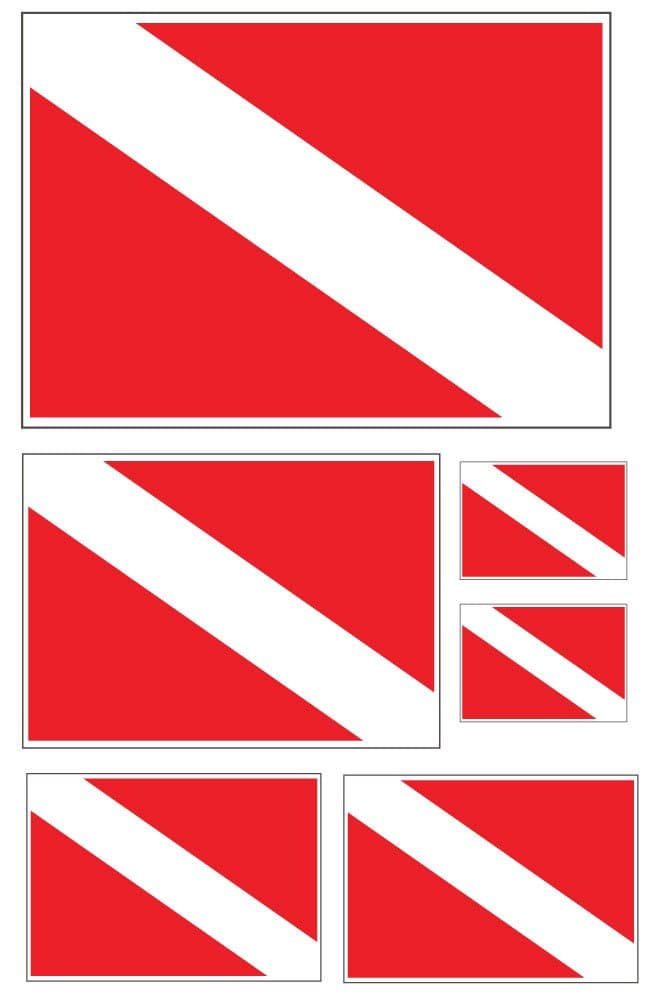 BOLDERGRAPHX 6075 Diver Down 6 Pack Various Sizes Vinyl Decal for Bumpers, Windows, laptops or Any Smooth Surface