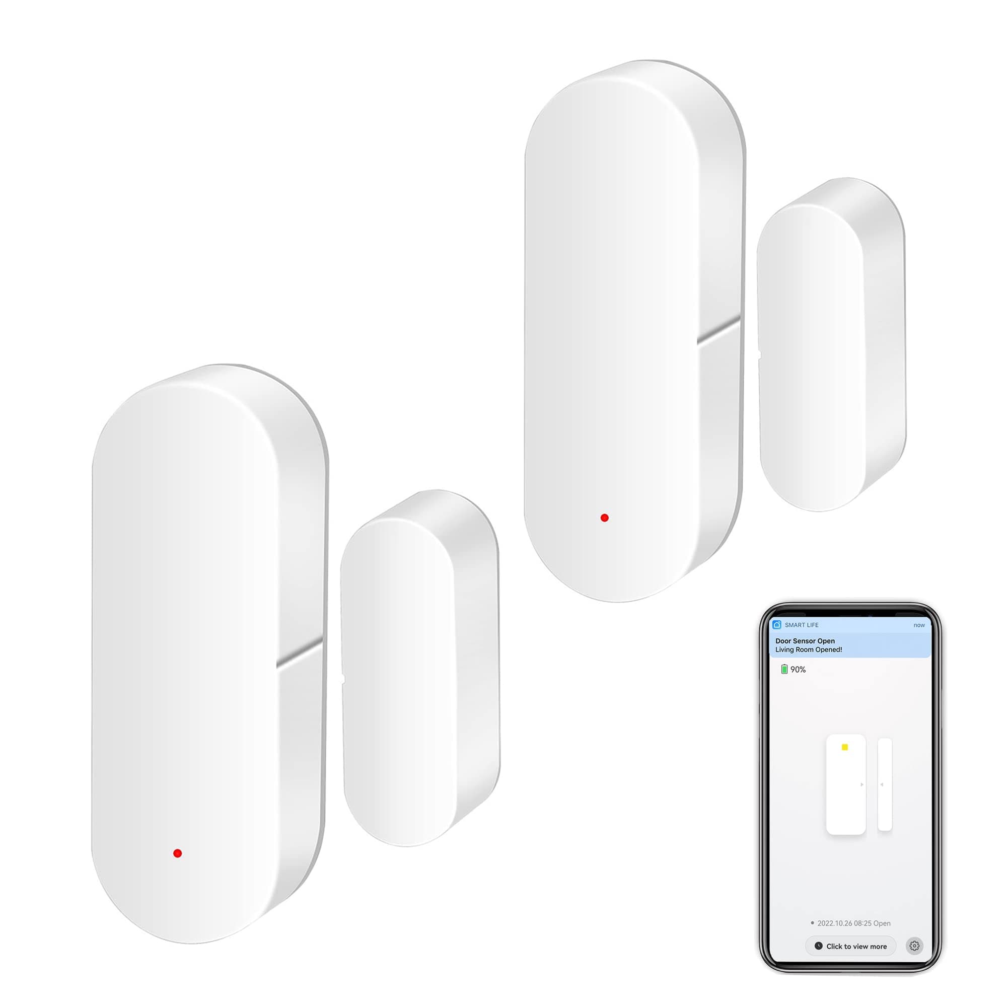 WiFi Door Sensor: Smart Door Open/Closed Detectors, Wireless Window Sensor with App Notification Alert, Contact Sensor for Home Security, Compatible with Alexa Google Assistant (2pack)
