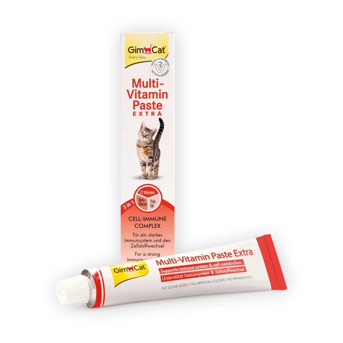 GimCat Multi-Vitamin Paste Extra - Cat snack with beta-glucans and omega 3 & 6 fatty acids for healthy cell protection - 1 tube (1 x 100 g)