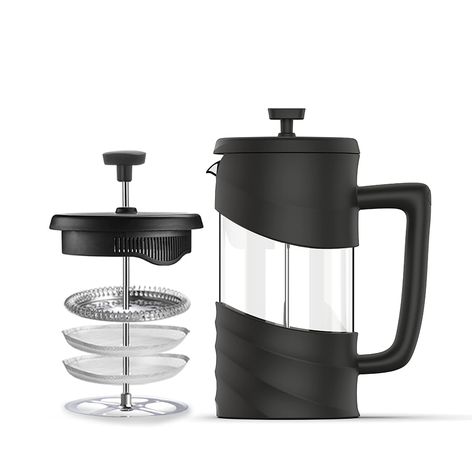 MIOCARO French Press Coffee Maker Set Gift 2 Cup Durable Glass 12 Oz Tea Maker