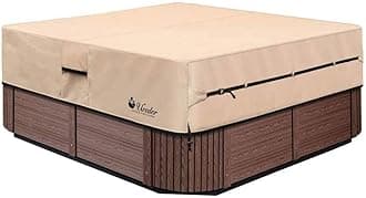 UCEDER Waterproof Hot Tub Cover -Outdoor Spa Cover Cap(Actual Size 88''x88 x20'' Fit 86''x86 x 20'') 600D Heavy Duty Polyester Hot Tub Cover Protector(Brown)