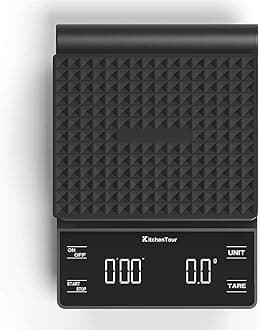 KitchenTour Coffee Scale with Timer 3kg/0.1g High Precision Pour Over Drip Espresso Scale with Back-Lit LCD Display (Batteries Included)