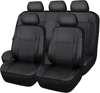 CAR Pass Skyline Premium Leather Seat Covers, Waterproof PU Car Seat Covers Full Set, Front and Rear Seat Covers Universal FIT for Cars,SUV,Vehicles,Sedans,Trucks, Airbag Compatible (All Black)