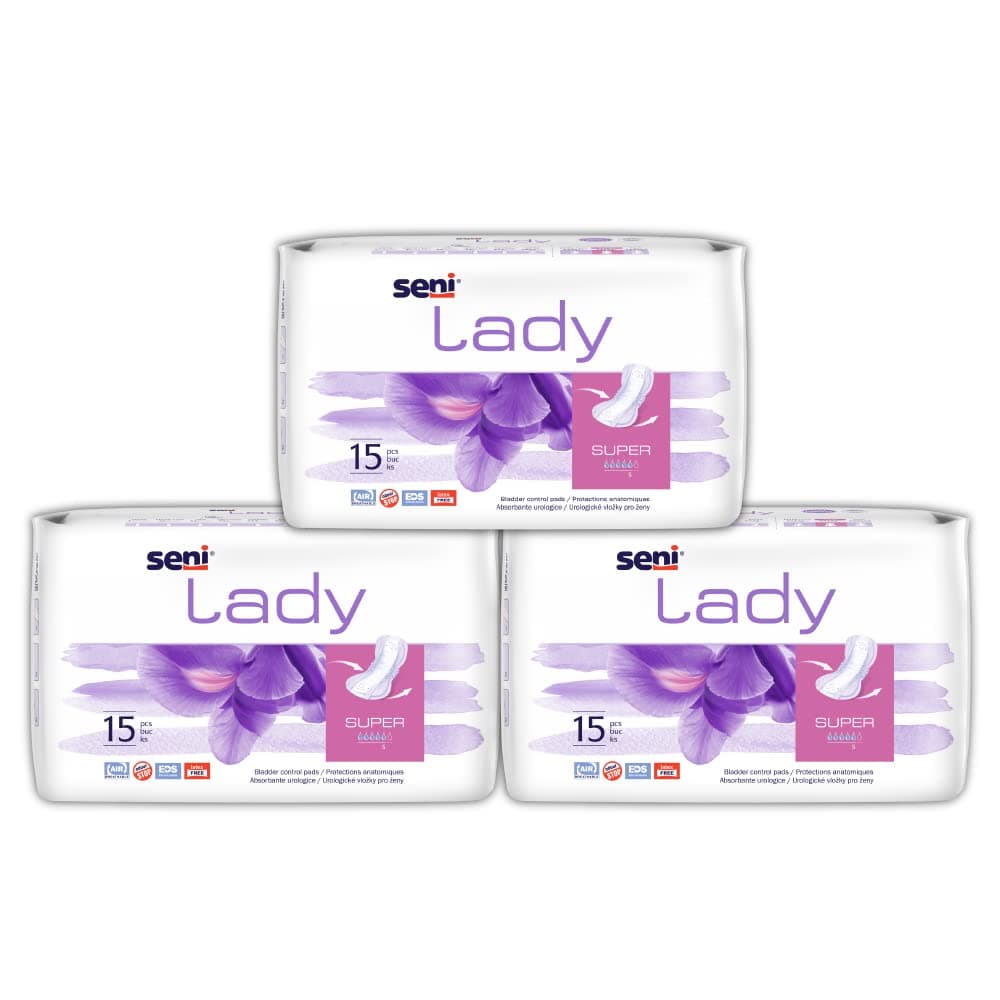 Seni Lady Bladder Control Pads Super - 15 Pieces (Pack of 3)
