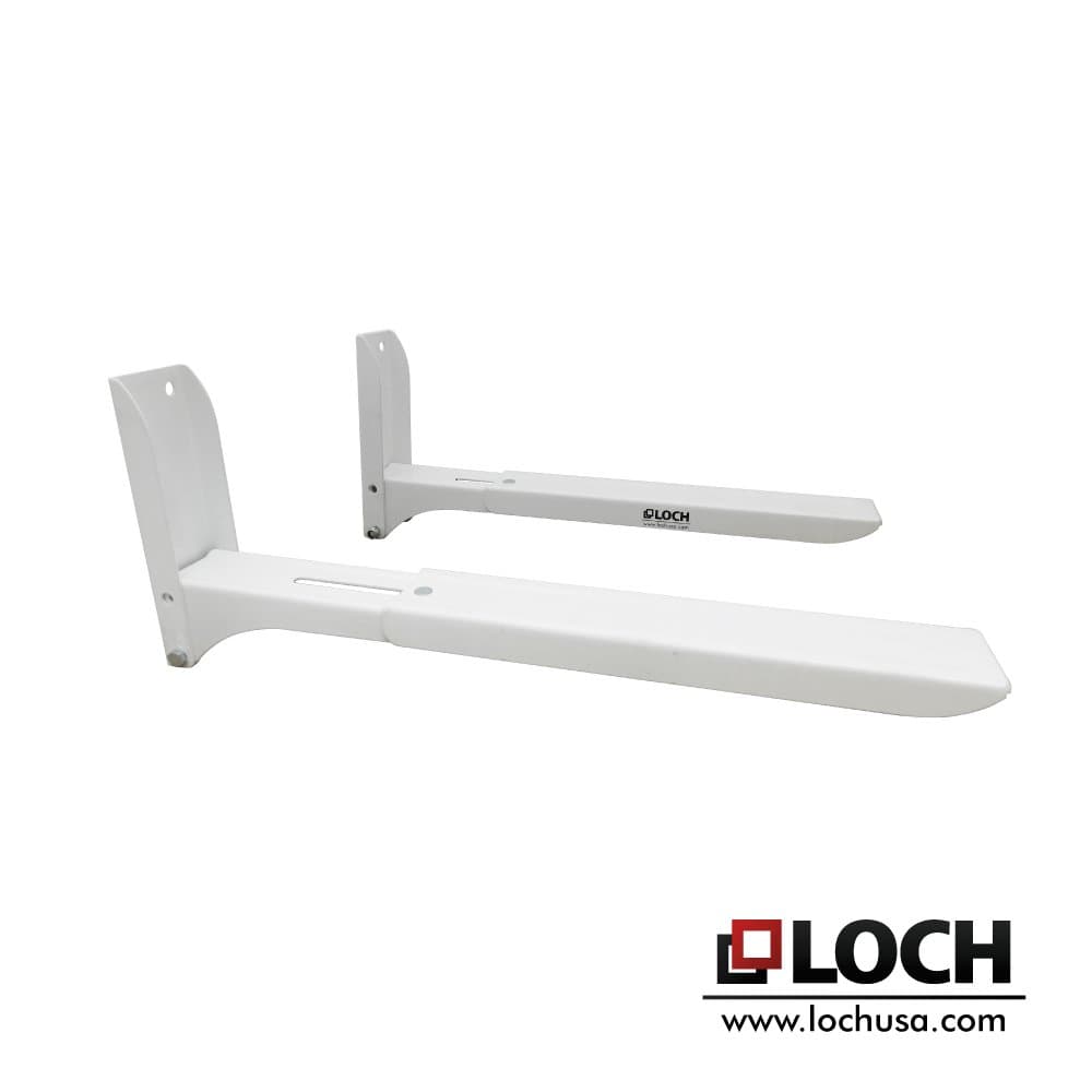 Microwave oven wall mount, adjustable length from 11.4in to 16.5in can we used for microwaves of different sizes. Supports 77 lbs.