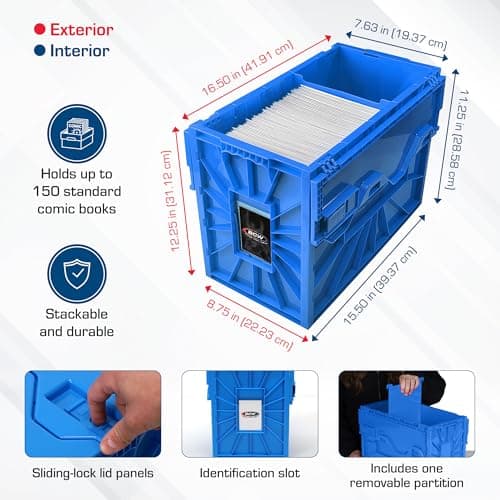 BCW Short Blue Comic Bin | Durable and Convenient Storage Solution for Your Comic Collection