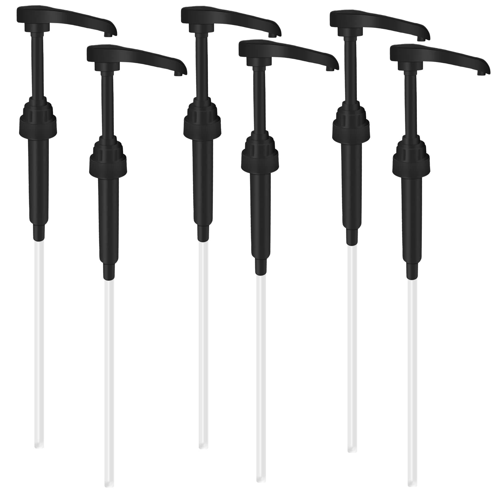 6 Pieces Syrup Pump, Coffee Syrup Pump Pump Bottles for Syrups with Rotating Design Reusable Leakproof Coffee Syrup Pump Dispenser 750ml for Home Kitchen Cafes Bars Shopping Mall (Black)