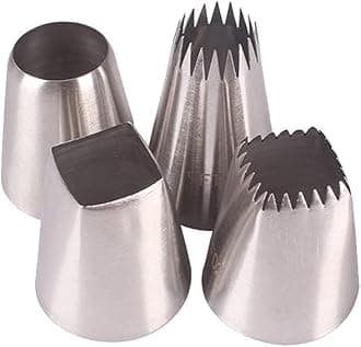 Piping Nozzle Set Large Tips with French Star Nozzle for Eclairs Churros Meringue,Square Icing Tip & Extra Large Round Icing Nozzle for Cake Cupcake Cookie Decorating