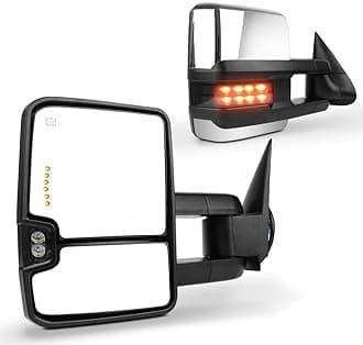 SCITOOPower Heated Chrome Smoke Led Signals Towing Mirrors 2003-2006 Chevy GMC Silverado Sierra (07 Classic models) Side Mirror Pair Set