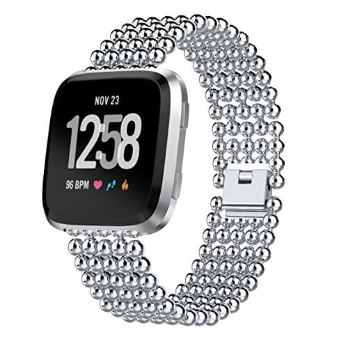 Junboer Compatible with Fitbit Versa Band/Versa 2 Bands Solid Stainless Steel Versa Special Edition Bands Metal Strap Bracelet Wristbands Replacement for Fitbit Versa/Lite/Versa 2/Special Edition