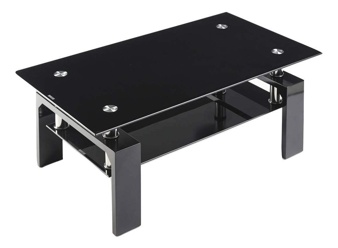 UKCOFFEETABLES Contemporary High Gloss Designer Rectangle Coffee Table (BLACK - BLACK LEGS)