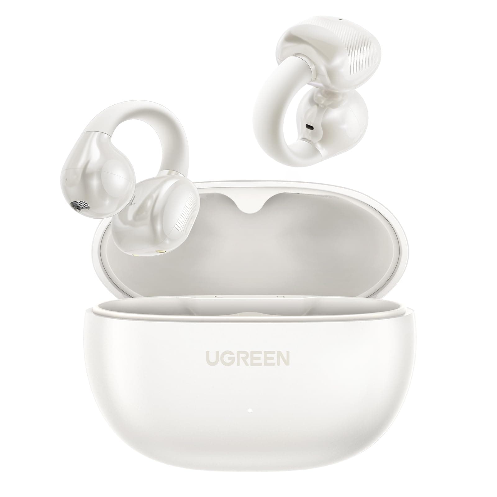 HiTune S3 Open Ear Earbuds Bluetooth 5.4 Clip On Wireless Headphones ENC Mic for Clear Calls 30H Playtime IPX5 Waterproof Earphones for Running Workout, Cyclists, Compatible with iPhone, White