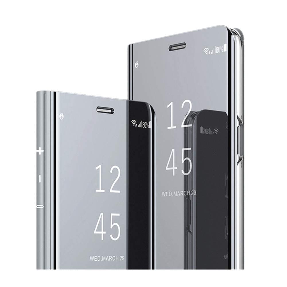 Compatible with Huawei Honor 10i Case,Luxury Plating Kickstand Case Smart Clear View Full Coverage Protective case for Huawei Honor 10i (Silver)