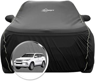 NEODRIFT 'NeoTech' Car Cover for Toyota Fortuner (Without Fender Mirror) (100% Water-Resistant, All Weather Protection, Tailored Fit, Multi-Layered & Breathable Fabric) (Colour: Black)