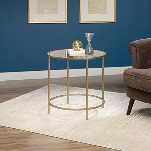 Home Square 3 Piece Coffee Table Set with Classic Look Coffee Table and Set of 2 End Tables in Gold Metal Construction and Glass Top