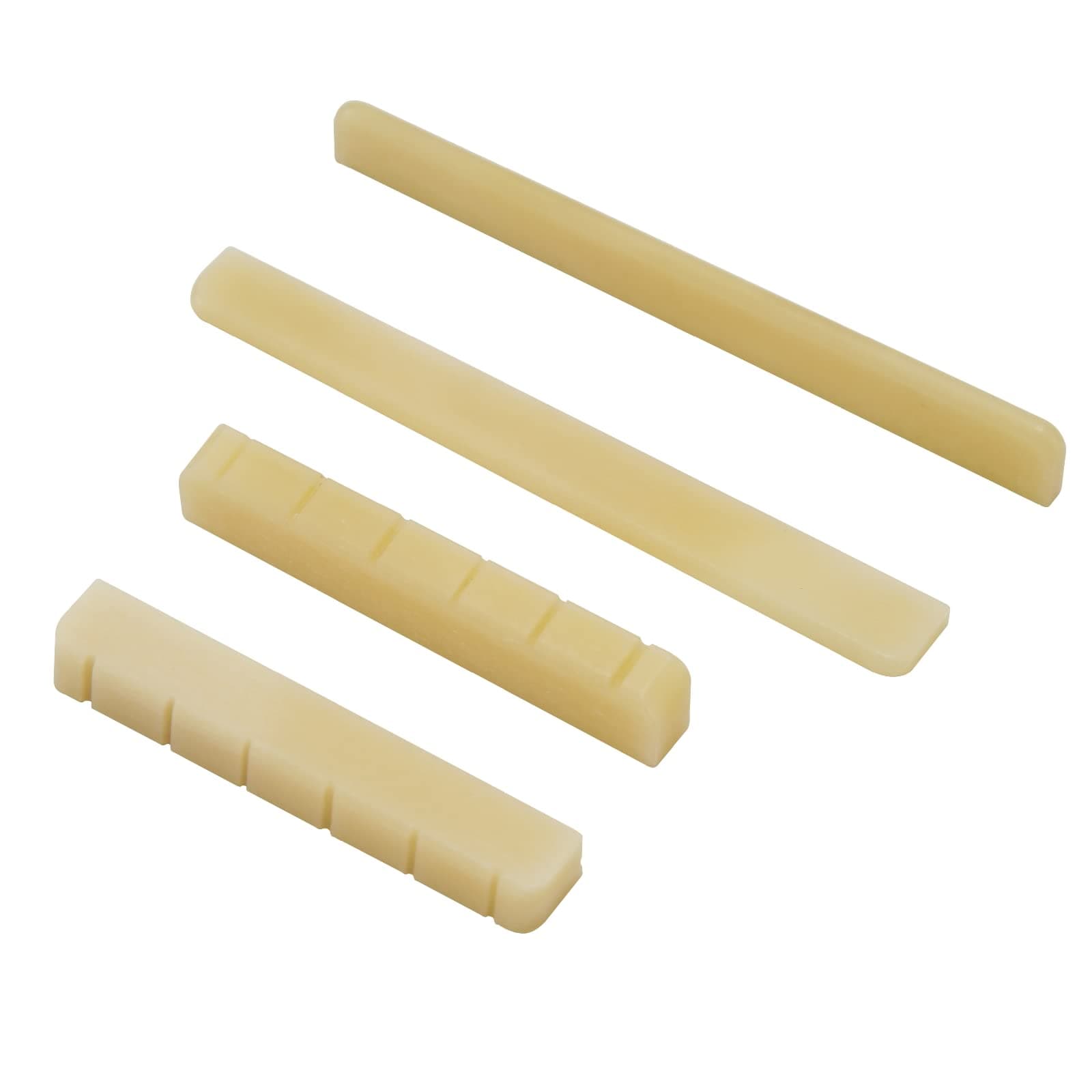 Miwayer Classical Guitar Bridge Unbleached Bone 6 Strings Saddle and Nut Made of Real Natural Bone (Classical Bridges 2 pair)